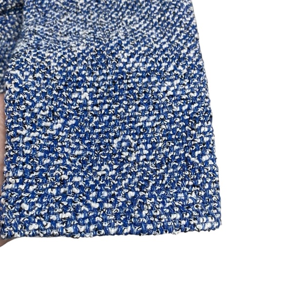Talbots Blue White Tweed Open Front Blazer Jacket Small - Picture 4 of 16